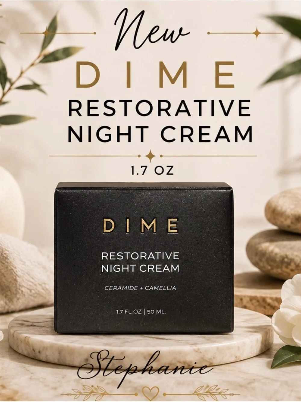 New  DIME RESTORATIVE NIGHT CREAM - Black - Ceramide + Camellia